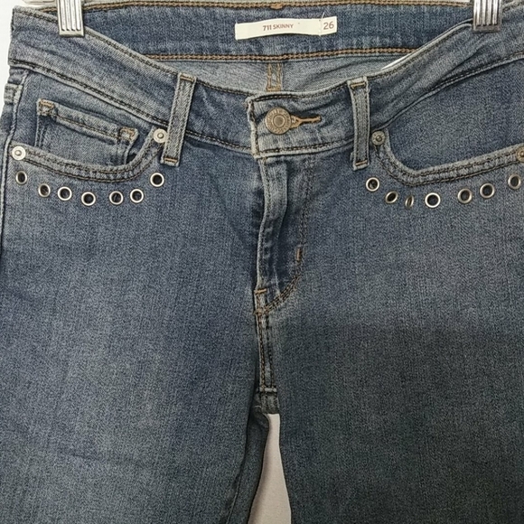 711 Levi's 26 Skinny Raw Cut Jeans 👖  26 x 25 - Picture 10 of 11